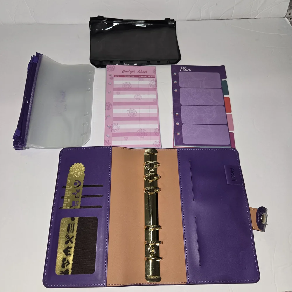 Purple Budget Binder Saving Envelopes Tracking Sheets with Envelopes. See Desc